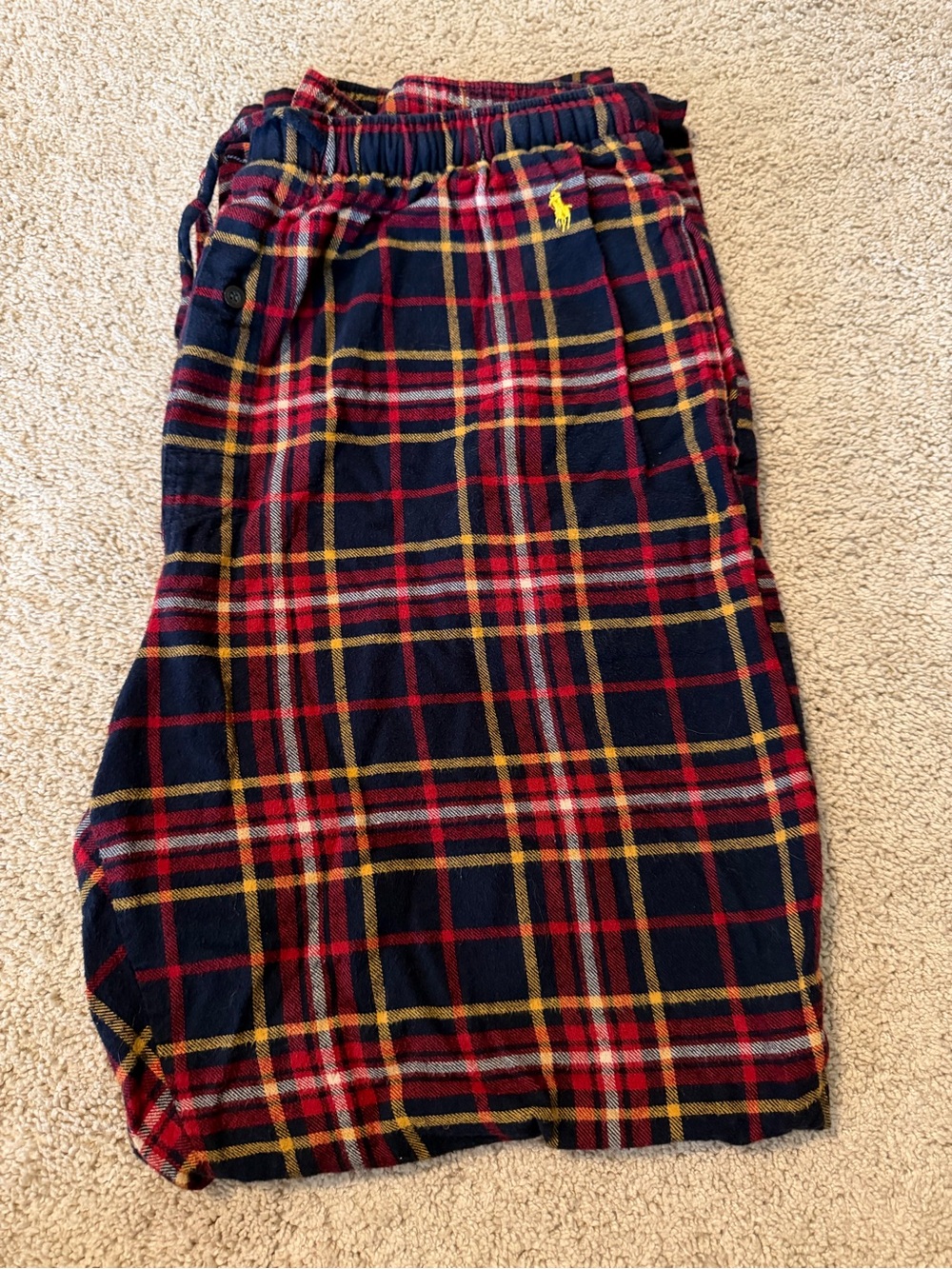 Polo by Ralph Lauren Men’s Medium Plaid Lounge Pants - Navy/Red/Yellow
